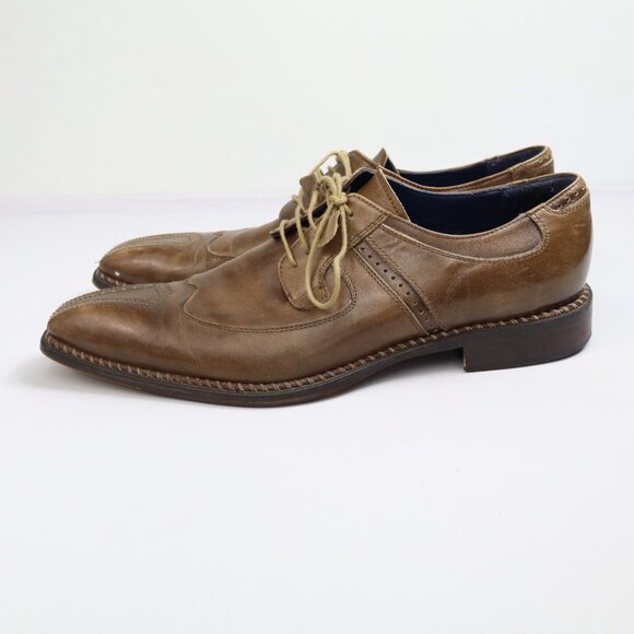 Passo Per Passo Brogues Leather Hand Made Italy Shoes Size 44 Wingtip Oxford - Picture 3 of 11